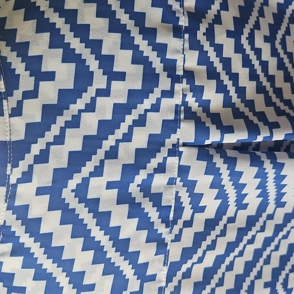 Cato Blue and White Print Tunic Blouse with Hi-Low Hem - Picture 3 of 13